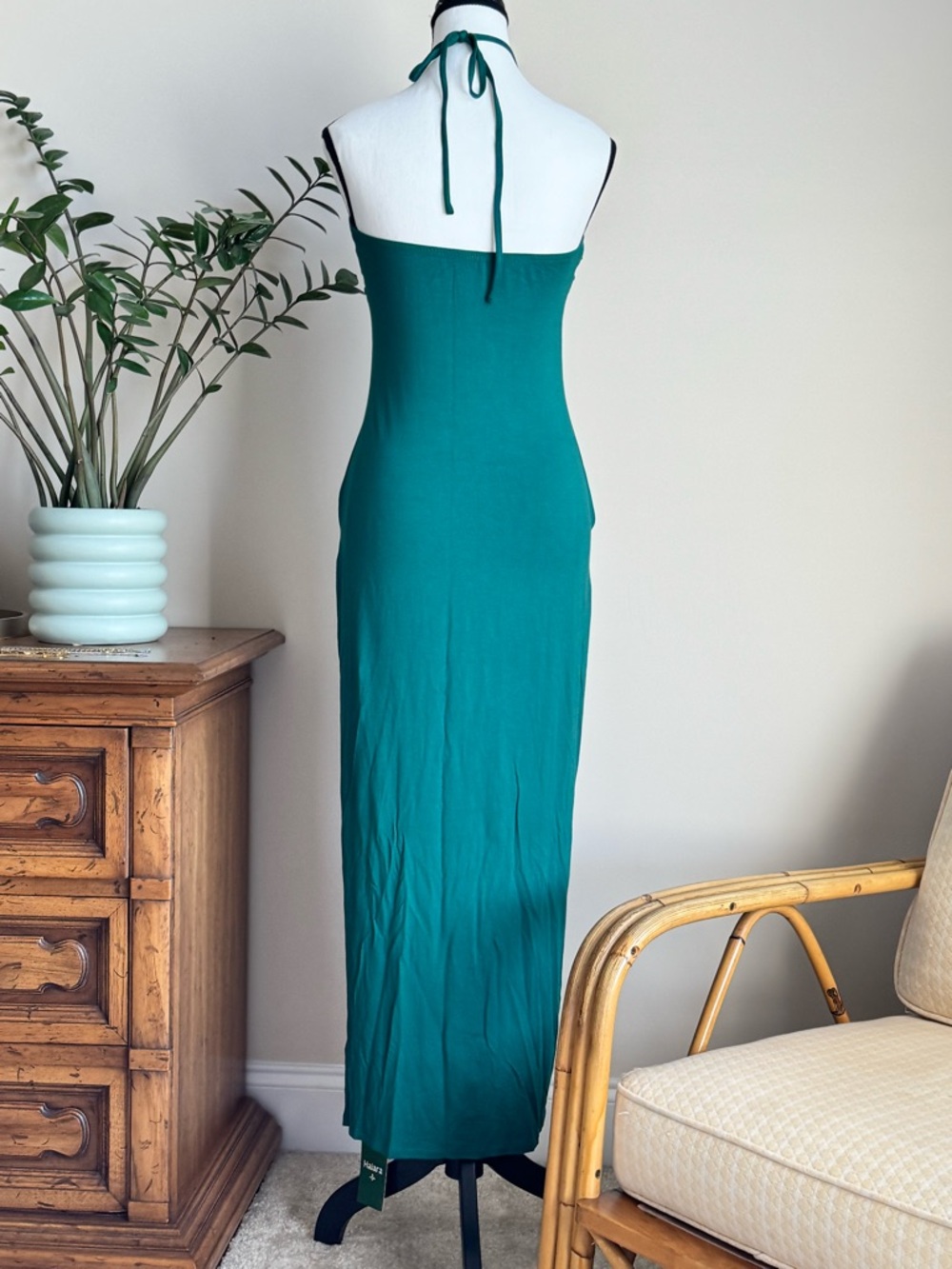 NWT HALARA Teal Strapless Halter Maxi Dress - Picture 3 of 6